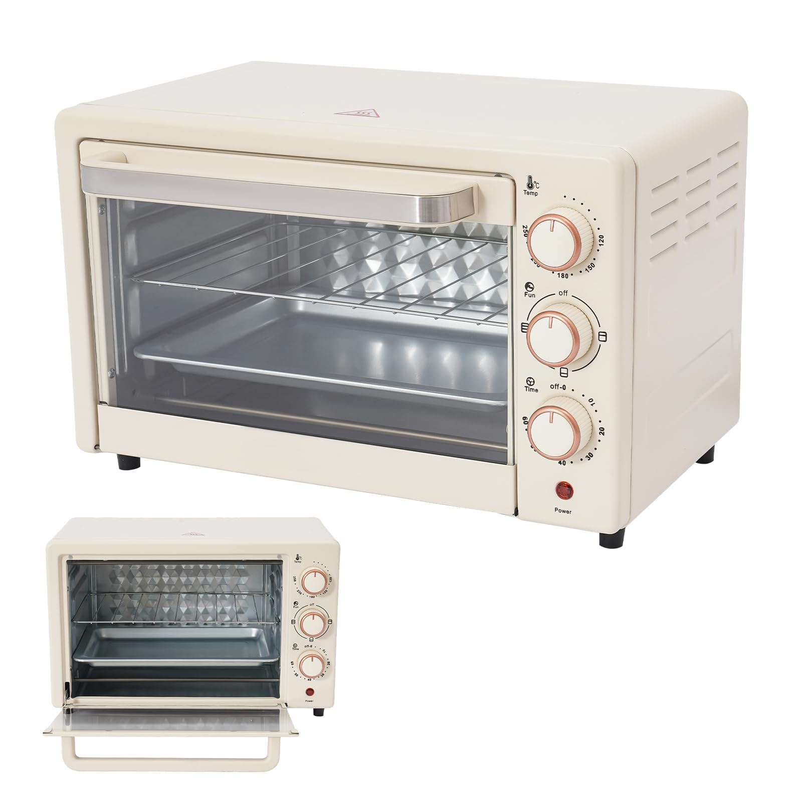 Piekarnik elektryczny, 22 l, 1000 W, mini piekarnik z regulacją temperatury, prostokątny piekarnik, elektryczny piekarnik, mini piekarnik, wielofunkcyjny piekarnik, mały piec do pizzy