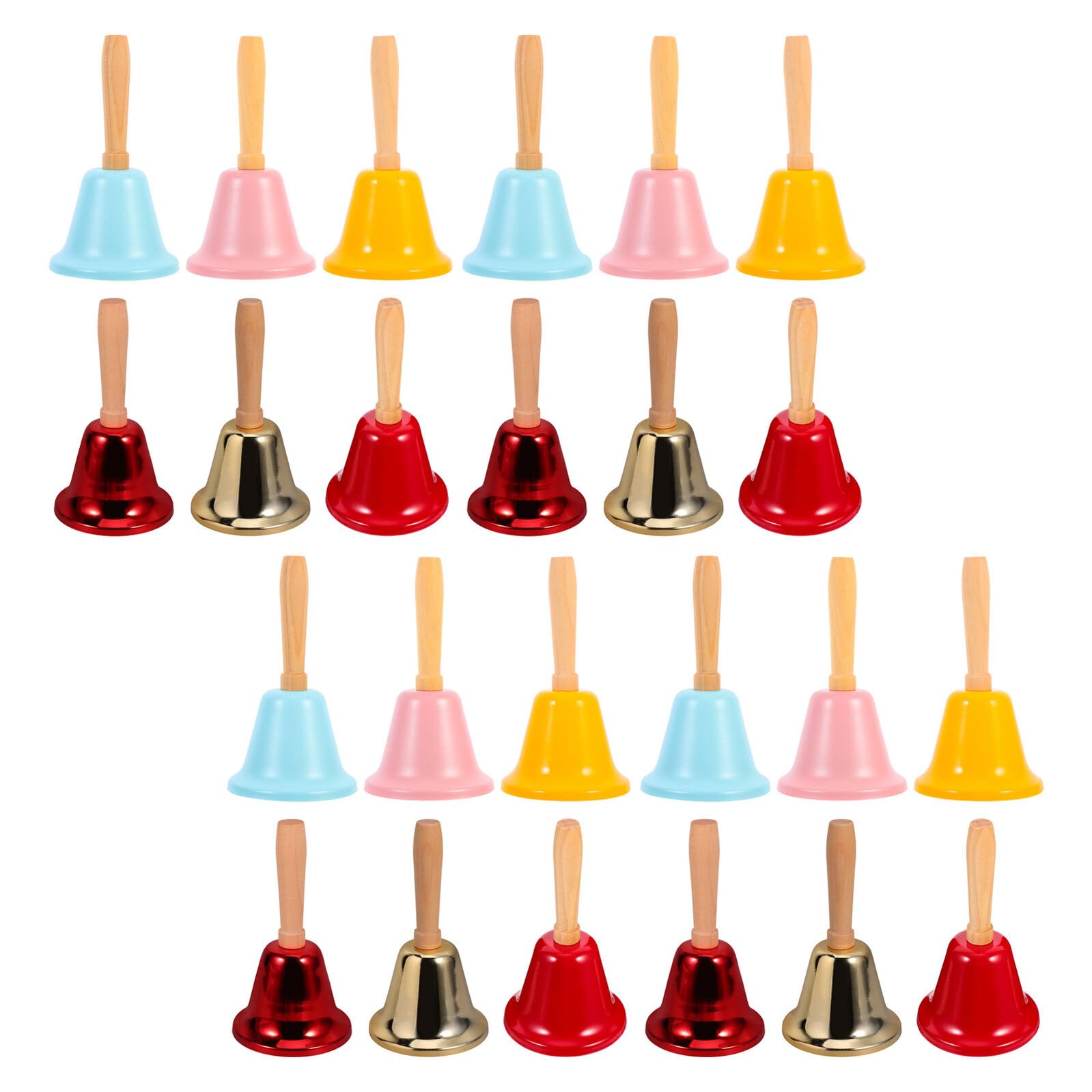 Angoily Campanelli Natalizi a Mano 24 Pezzi in Metallo con Manico in Legno Campanello Portatile Colorato con Suono Forte per Insegnanti Feste Meditazione e Decorazioni Natalizie