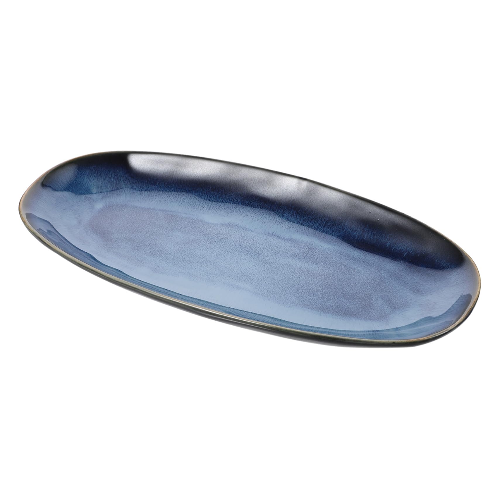 COLLBATH Assiette Sushi en Céramique Bleue, Plat de Service Multi-Fonction