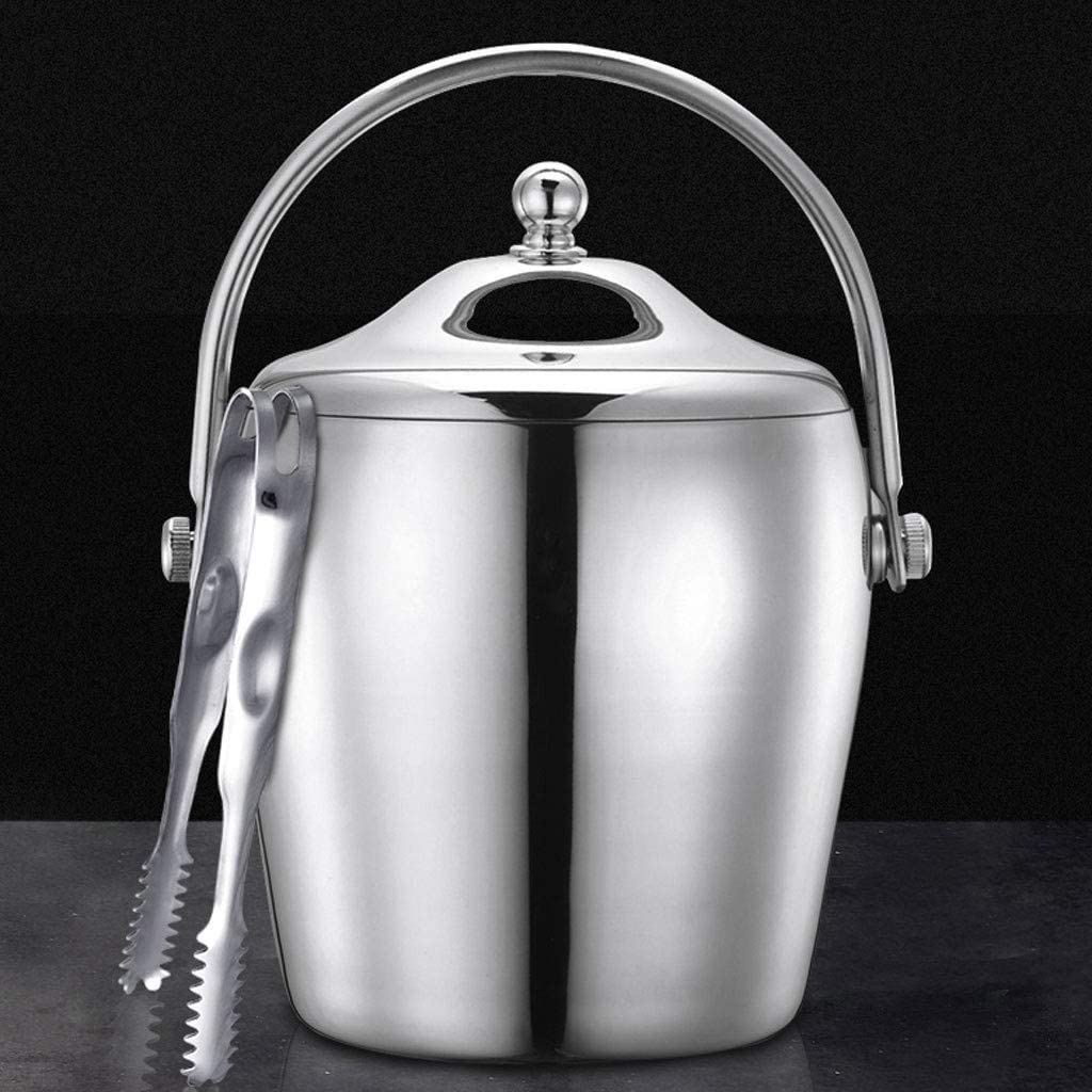 Cubitera Champanera Espesar Cubo De Hielo De Acero Inoxidable Con Barra De Tapa Cubo De Hielo Moderno Cubo De Champán Vino Cerveza Cubo De Hielo Cubiteras Para Botellas ( Color : B , Size : 1.2L )
