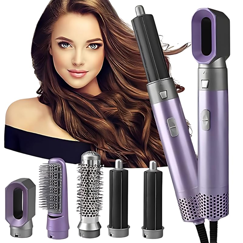 Drumstone 15 Years Warranty 5-in-1 Hot Air Hair Styler, Purple - Image 1