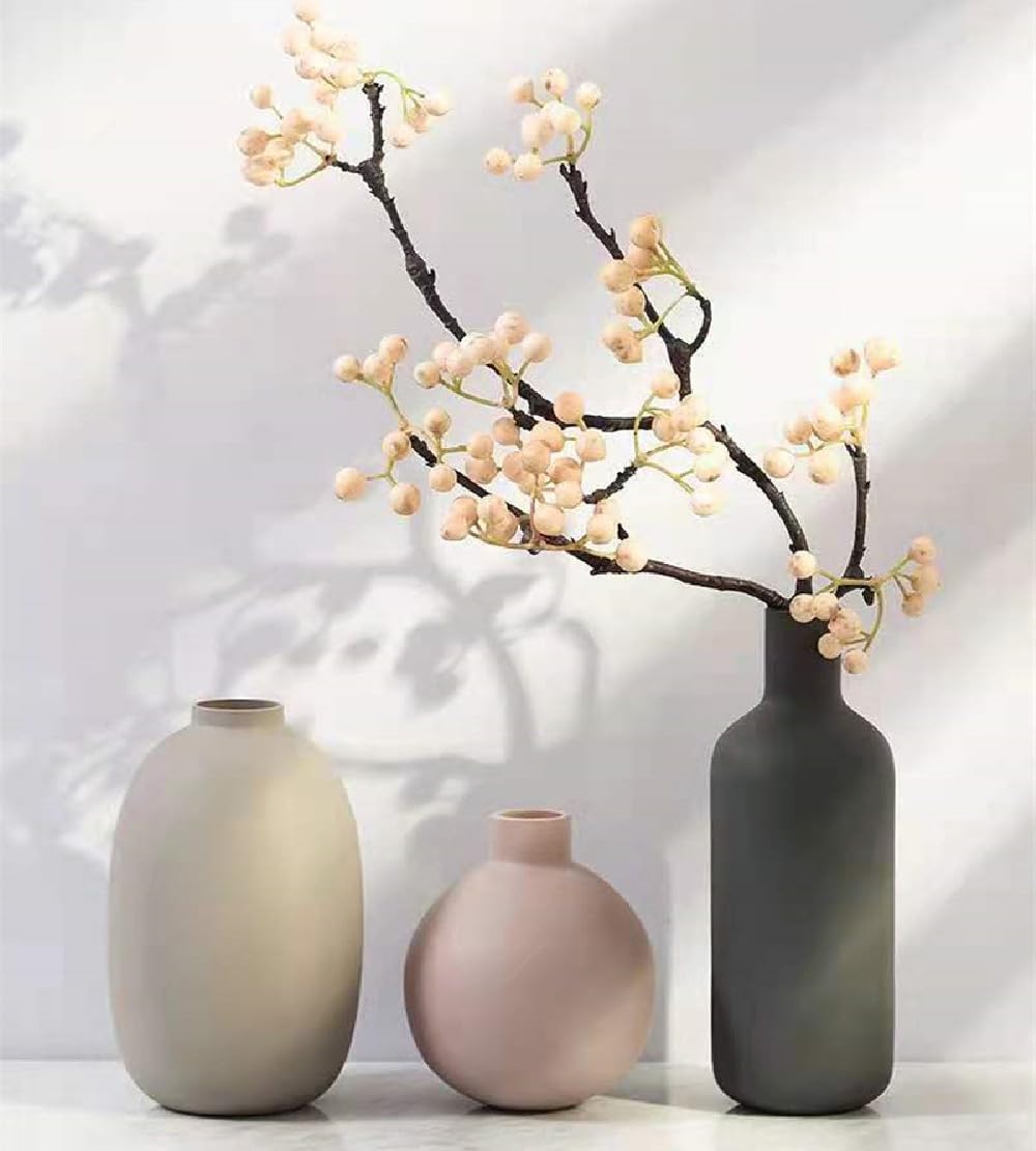 Ceramic Flowers Vase Set of 3, Modern Decorative Flower Vase for Rustic Home Decor, Modern Farmhouse Decor, Living Room Decor, Shelf Decor, and Entryway Décor
