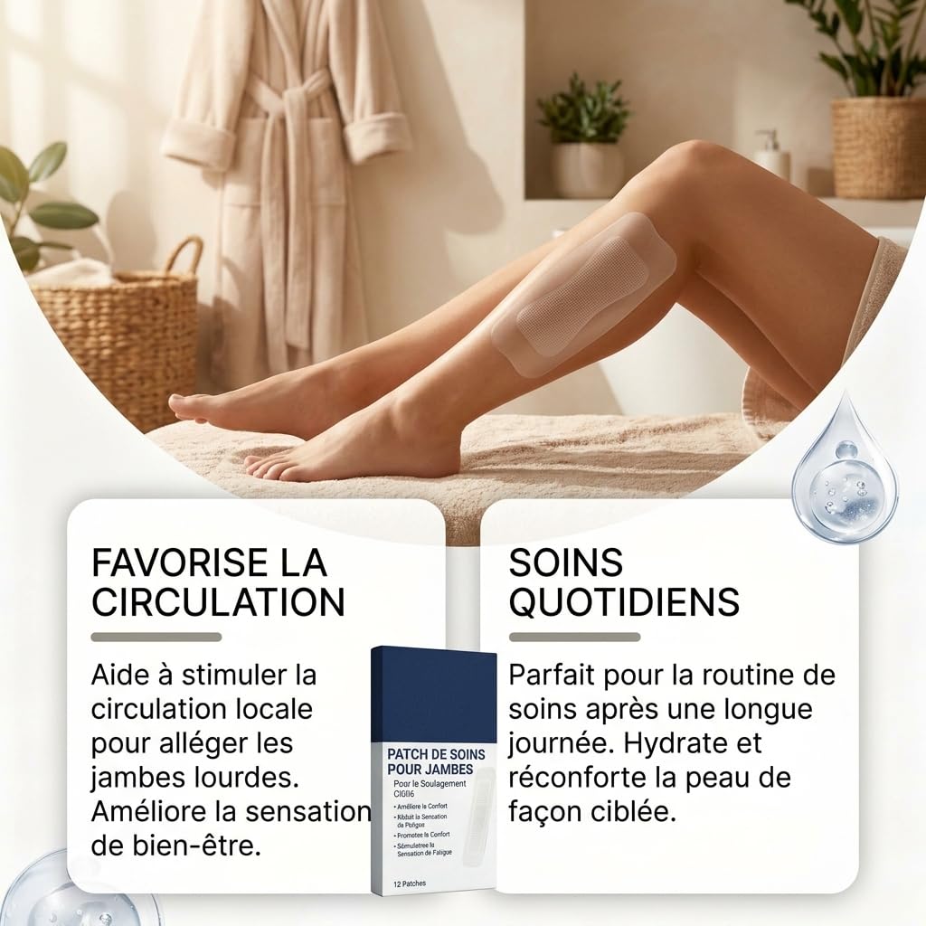 Vaduma Patch de soin des jambes – Doux pour la peau, léger et respirant, soin topique naturellement adhésif pour une peau confortable et lisse des jambes