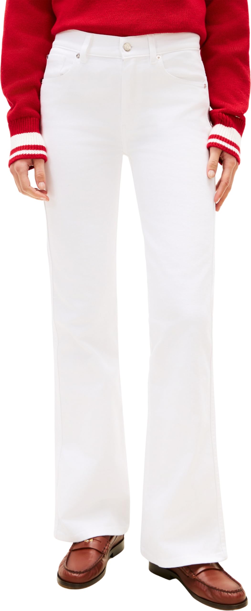 Tommy Hilfiger Women's DNM White Flare Rw WW0WW49655, White, 27W / 30L