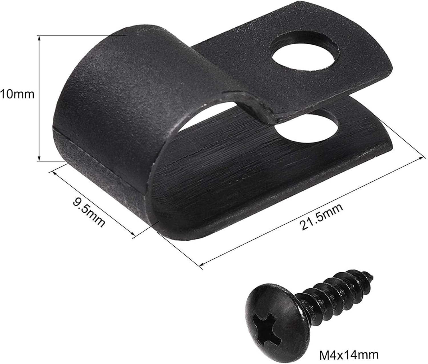 Cable Tidy Clips,8.4mm Nylon R Type Cable Clip Wire Clamp with Screws Black 100pcs