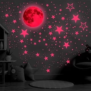 435Pcs Glow in The Dark Stars Wall Stickers Glowing Stars for Ceiling Luminous Stars and Moon Wall Decals Fluorescent Star Ceiling Stickers(Pink)