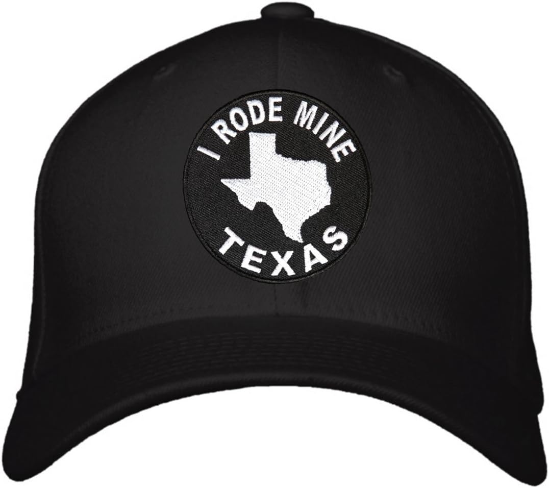 I Rode Mine To Texas Hat Motorcycle Biker Cap Adjustable Mens Black