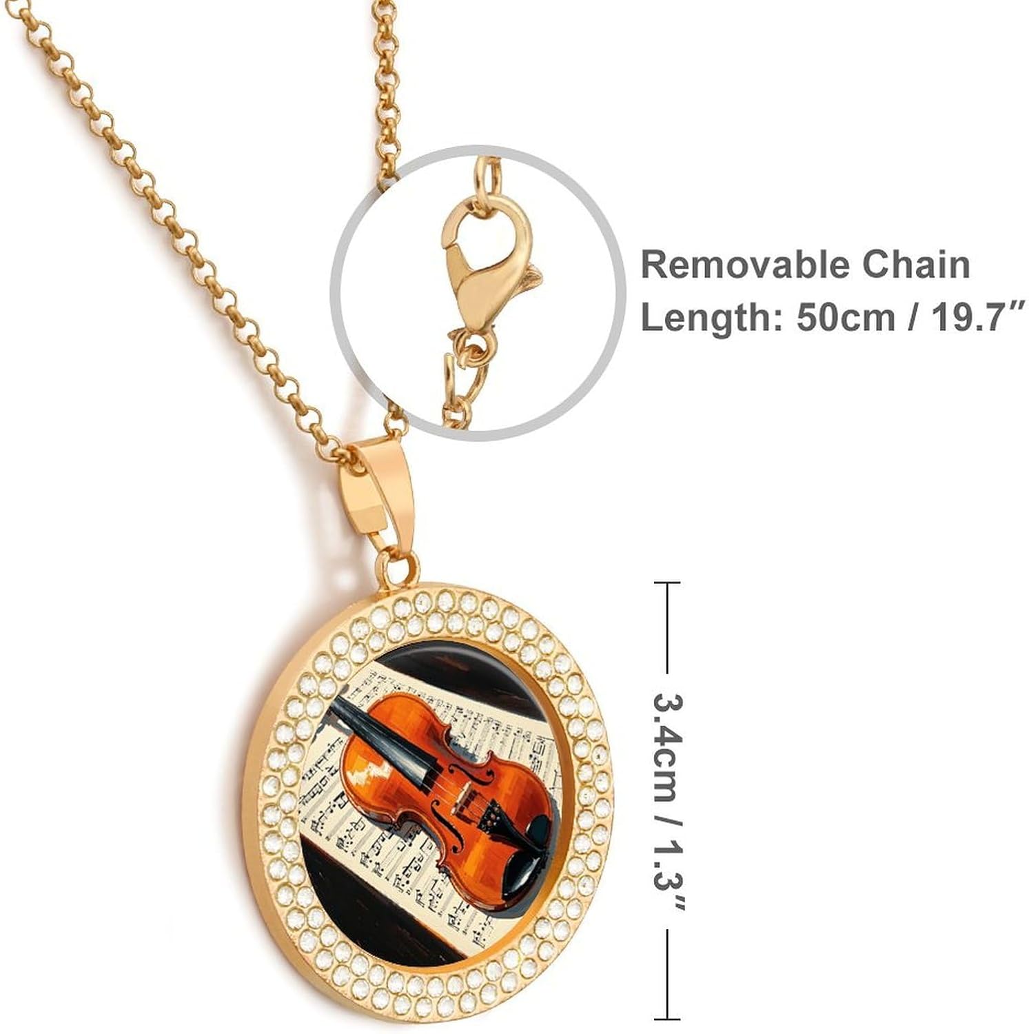 Violin Sheet Music Diamond Necklace Clavicle Neckband for Women image 2