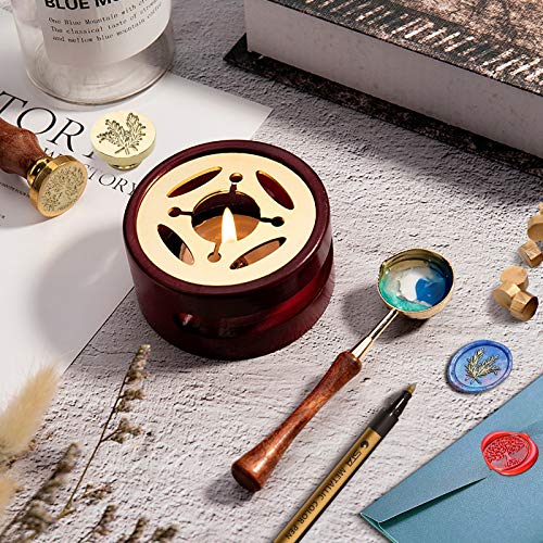 Wax Seal Stamp Kit, Wax Seal Kit with 648 Pcs Wax Seal Beads, 2 Wax Stamps, 10 Envelopes, 1 Warmer, 2 Metal Pens, 2 Spoon and 4 Candles, Ideal for Wedding Invitations, Gift Wrapping, Christmas Letters