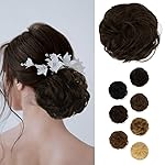 BARSDAR Human Hair Bun Extensions - Real Human Hair Buns Scrunchie for Women - Natural Dark Brown Updo Chignons Daily - Dark Brown