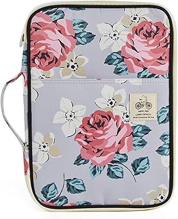 Organizer Portfolio with Zipper Closure - 10 Pockets Water Proof Oxford Cloth File Holder for Notebooks, Tablets, Planners & Travel(Red Rose)