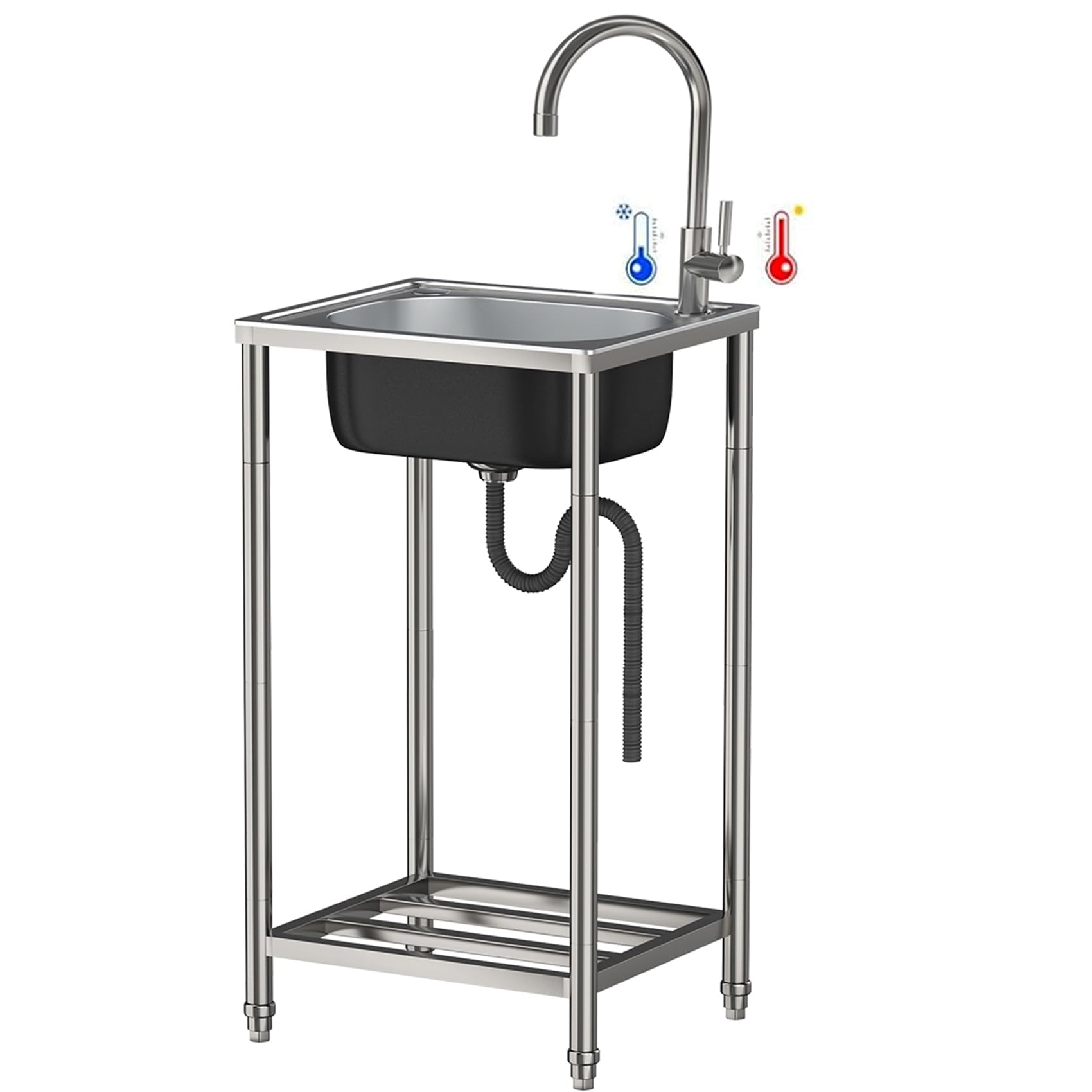 Évier autoportant en acier inoxydable durable avec mitigeur complet pour un usage extérieur