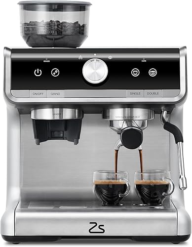 Miniatura 16 de GarveeHome Máquina de café expreso con molinillo, cafetera espresso semiautomática de 20 bares con espumador de leche, varita de vaporizador,