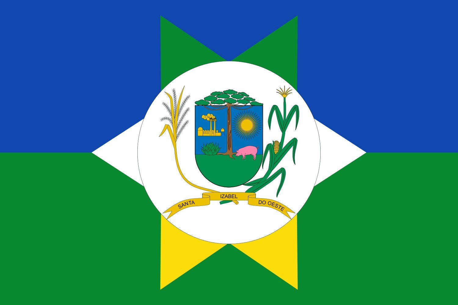 Drapeau Santa Izabel do Oeste PR grand pavillon brésilien du Municipio de Santa