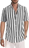 Vista 17 de JMIERR Camisas de vestir a rayas con botones y manga corta para hombre