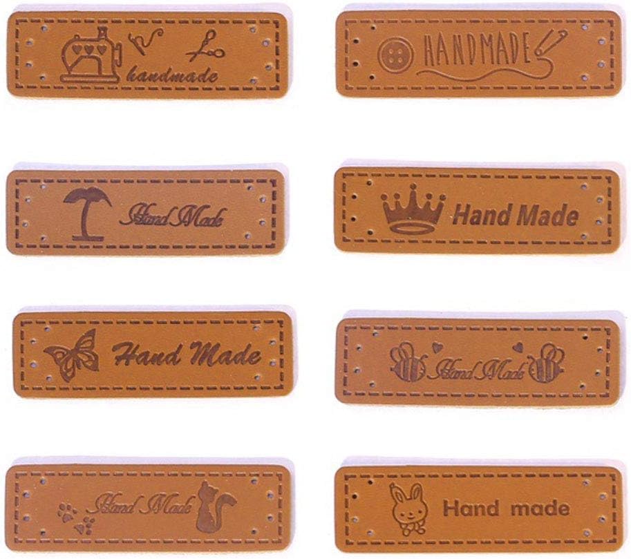LOT DE 50 étiquettes En Cuir Synthétique à Coudre Faites à La Main