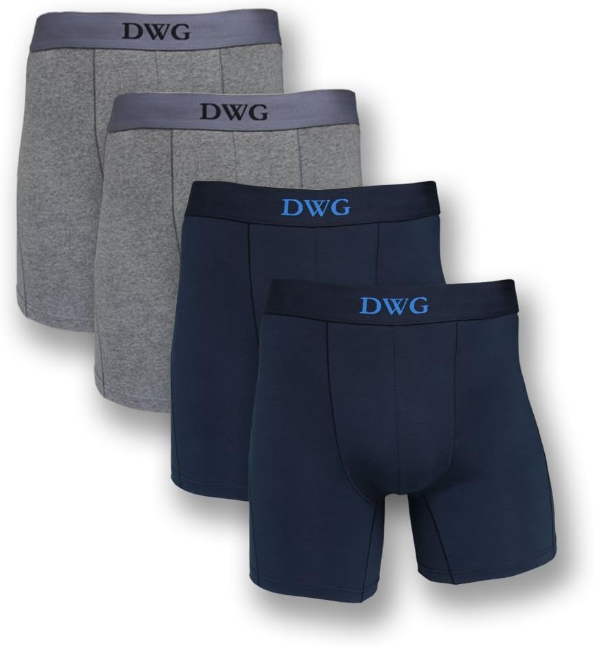 DWG Men's Boxer Briefs Underwear Soft Combed Cotton Stretch Underwear 4 Pack