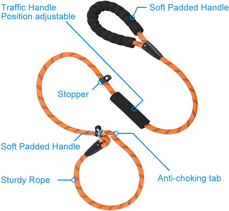 PLUTUS PET Dog Slip Lead, Anti-Choking with Traffic Padded 2 Handles, Reflective Strong Sturdy Heavy Duty Rope - Image 4