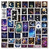 タロットステッカー 50枚、水筒、スケートボード、ノート、ノートパソコン用荷物に使えるカラフルな防水ビニールステッカー (タロット)