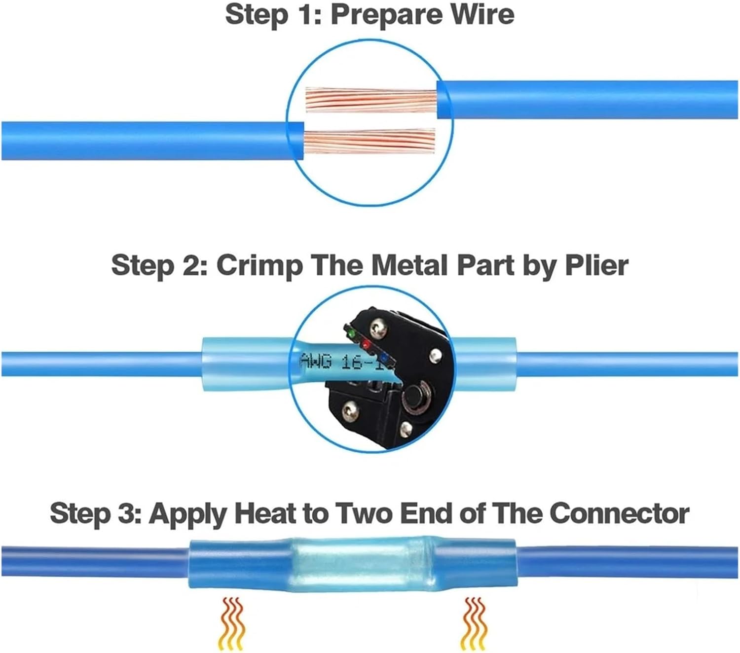 300PCS Heat Shrink Butt Connectors Insulated Crimping Terminals Electrical Splice Wire Cable Crimp Connector Kit VUQLDHAYZ