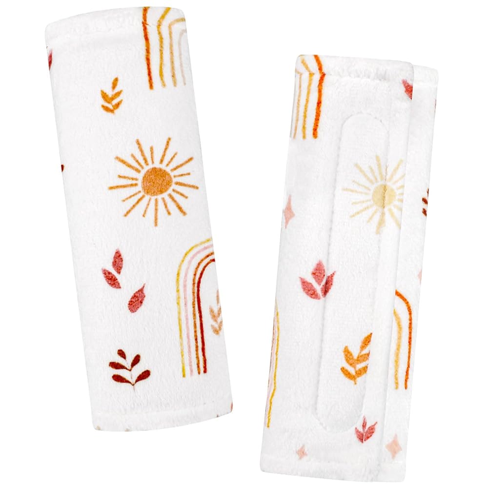 TANOFAR Baby Car Seat Strap Pads, Soft Carseat Straps Covers, Car Seat Straps Shoulder Pads for Girls, Seat Belt Cover Pad for Kids, Suitable for Baby Car Seat, Pushchair, Stroller, Rainbow