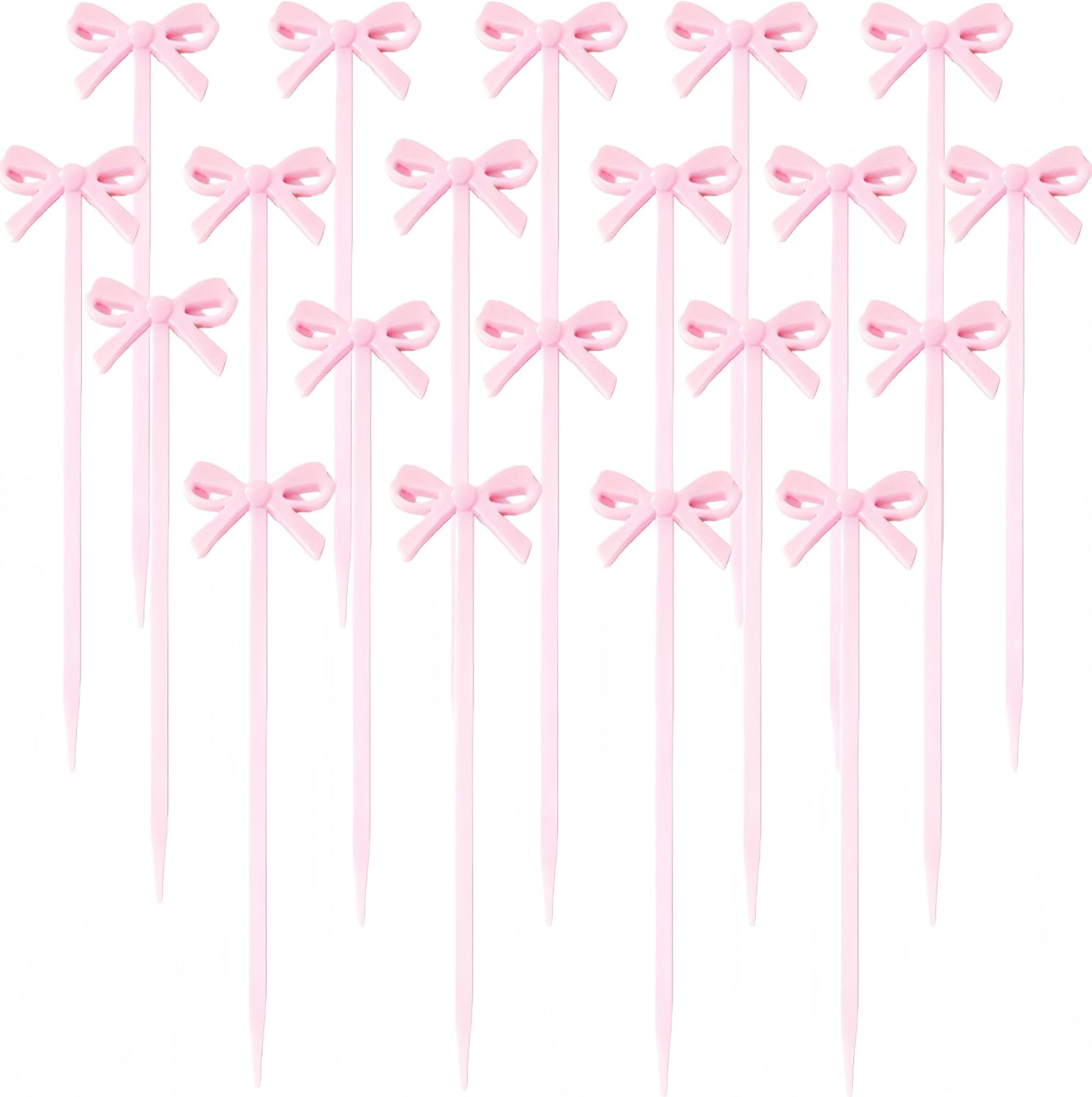 30 Pcs Black Bow Cocktail Picks Plastic Bowknot Toothpicks