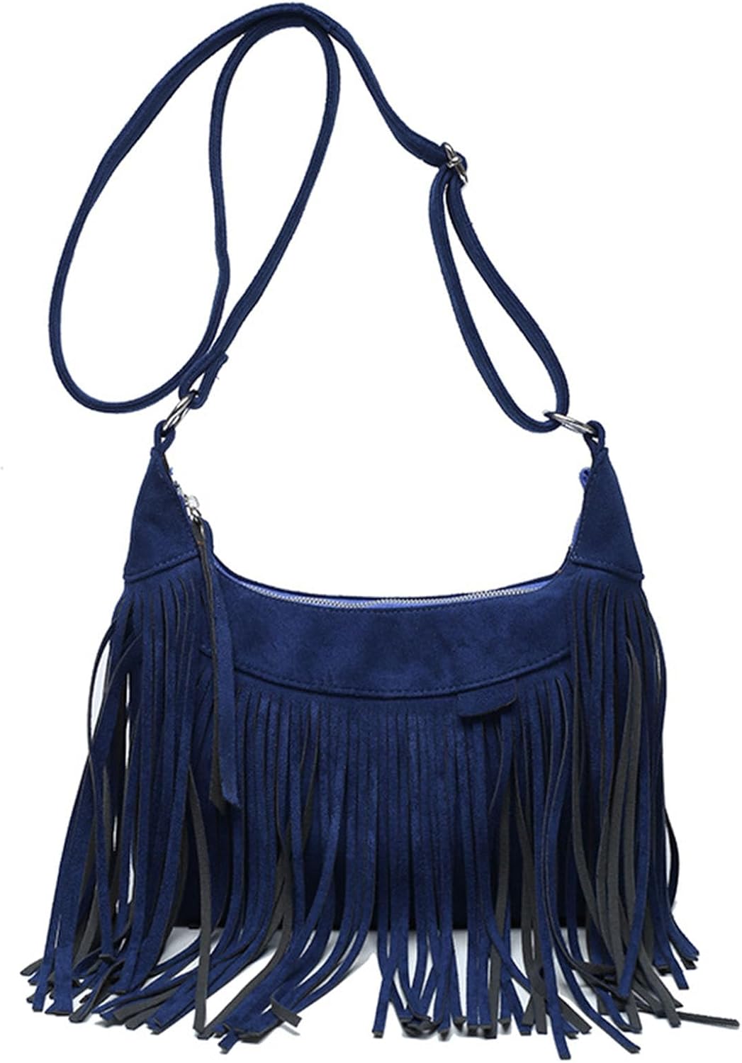CORIOS Vintage Fringe Shoulder Bag Women Suede Crossbody Handbag Messenger Top-Handle Bag with Tassel Hippie Western Purse