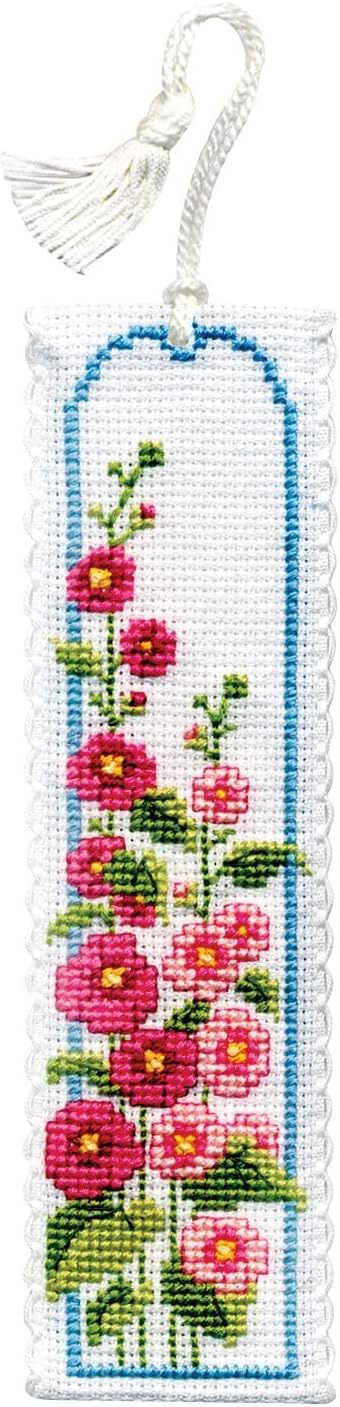 Textile Heritage Collection Cross Stitch Bookmark Kit - Hollyhocks, Multi-coloured, Small