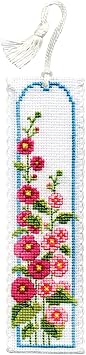 Textile Heritage Collection Cross Stitch Bookmark Kit - Hollyhocks