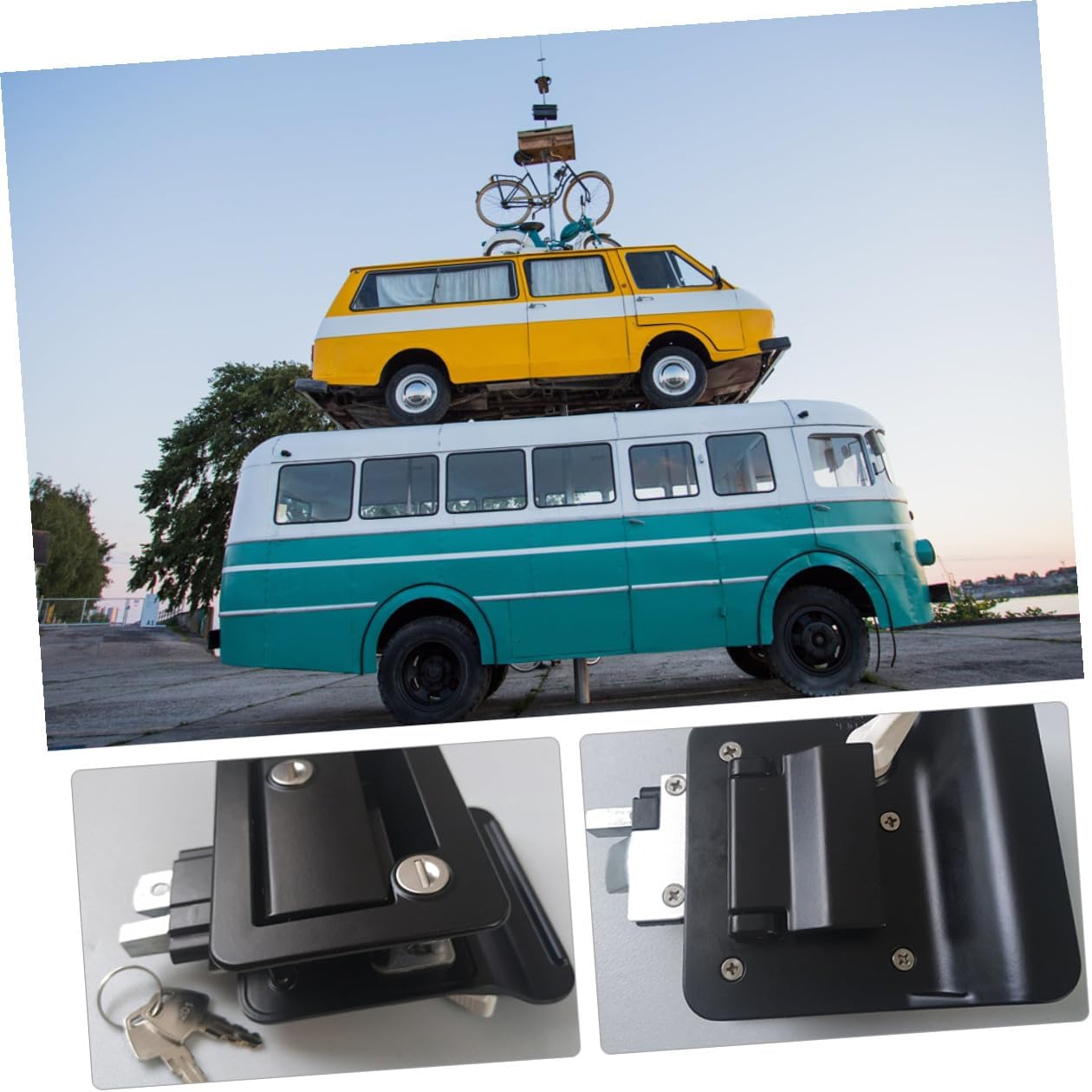 Yardwe Rv Door Lock Zinc Alloy Wear-Resistant Rv Door Latch with Unique Keys for Camper and Travel Trailer Security Smooth Surface Mute Design Protecting Cargo and Personal Items