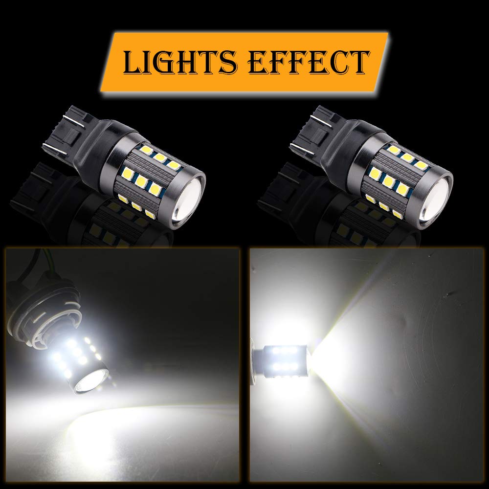 Lot 8 Ampoules LED 7443 T20 W21/5W Blanc 9SMD - Feux De Jour, Stop, Arrière, Recul 12V - Polarité Auto