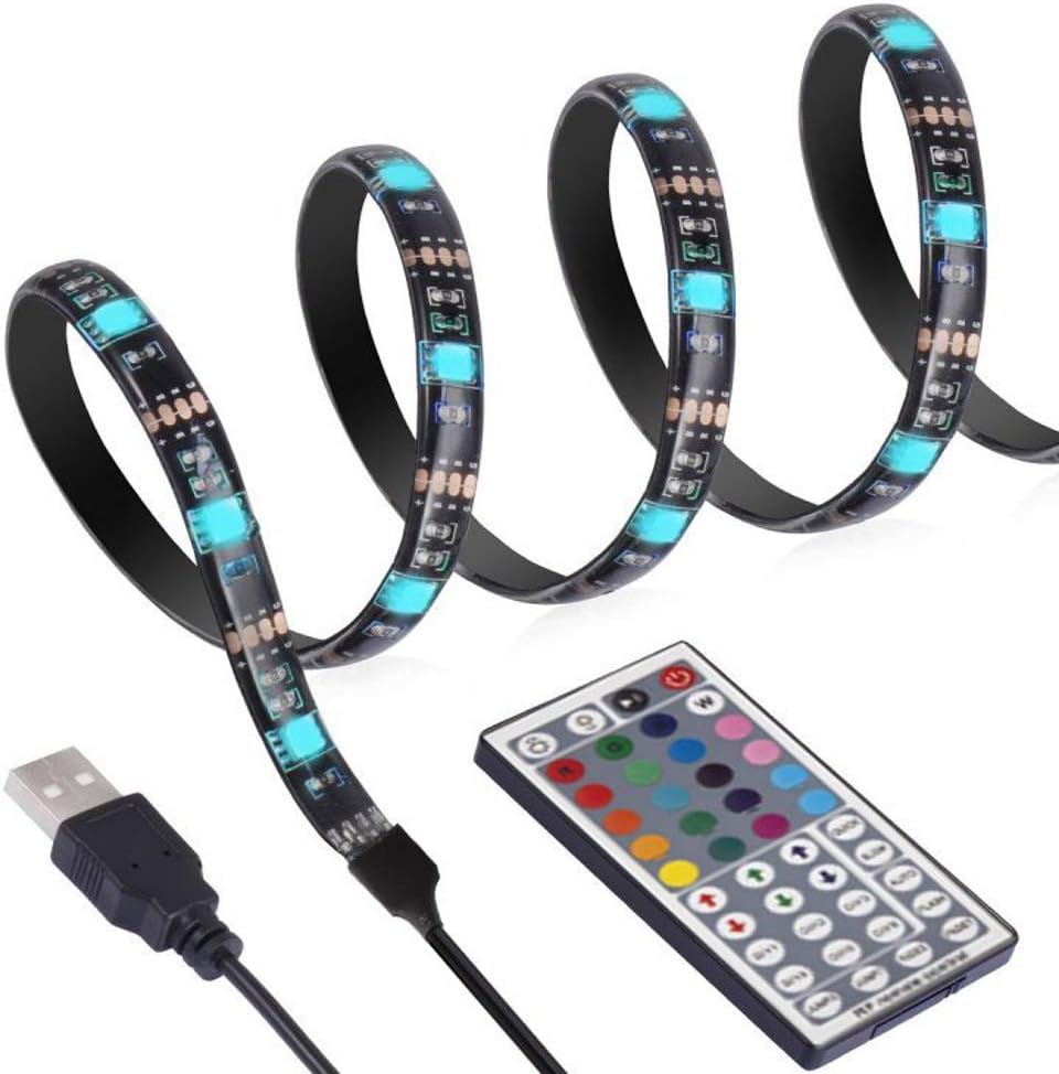 ANSCHE (118inch) TV Backlights Kit, Remote Control 20 Colour&Mode RGB Bias Lighting USB Led Light Strip Background Ambient Colour Changing Decoration Mood Lights IP65 Waterproof for HDTV 40" 55" 70" [Energy Class A++]