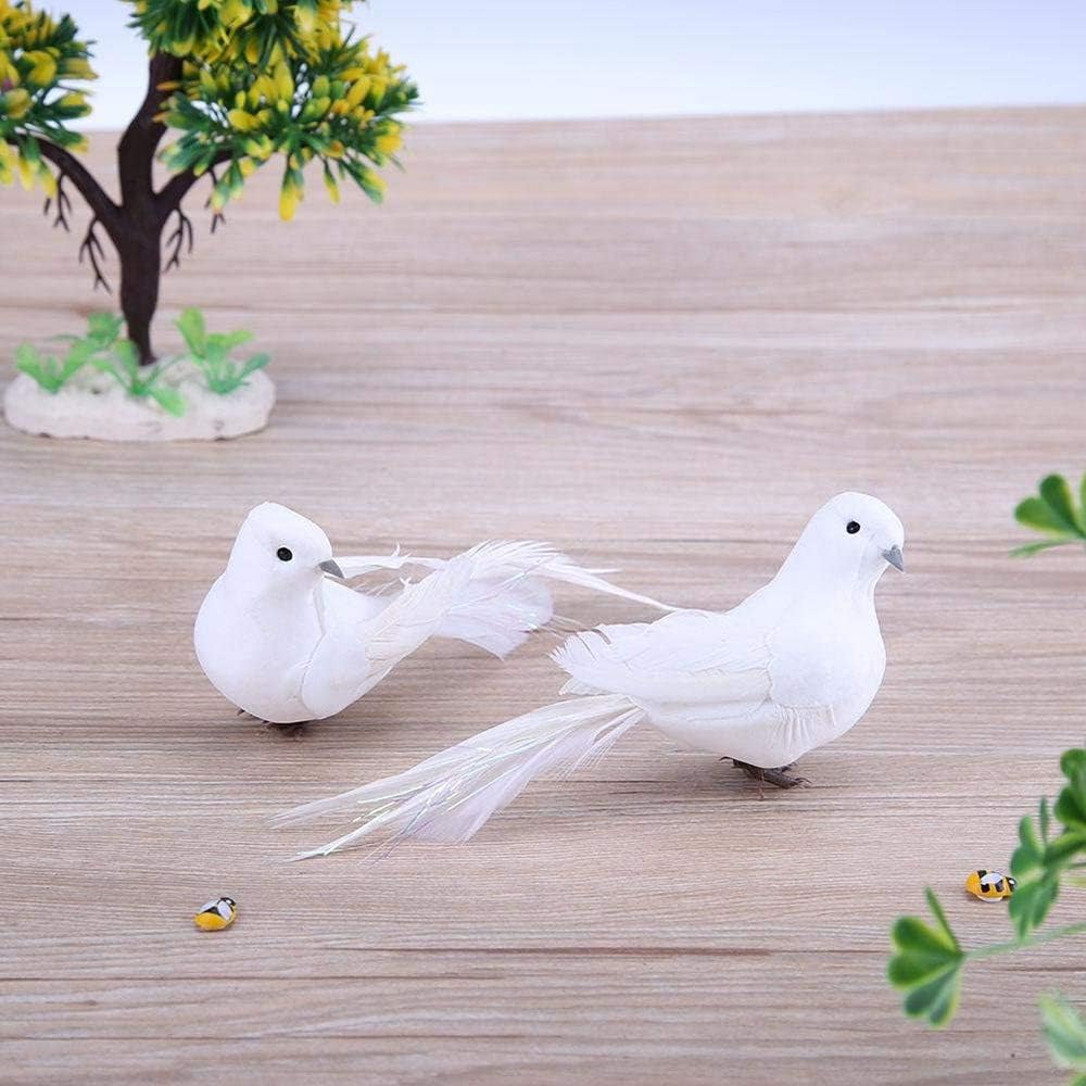 POFET 2pcs Artificial Foam Feather White Birds Decorative Fake Doves Pigeon Bird for DIY Craft Home Ornaments Garden Wedding Décor - Image 4