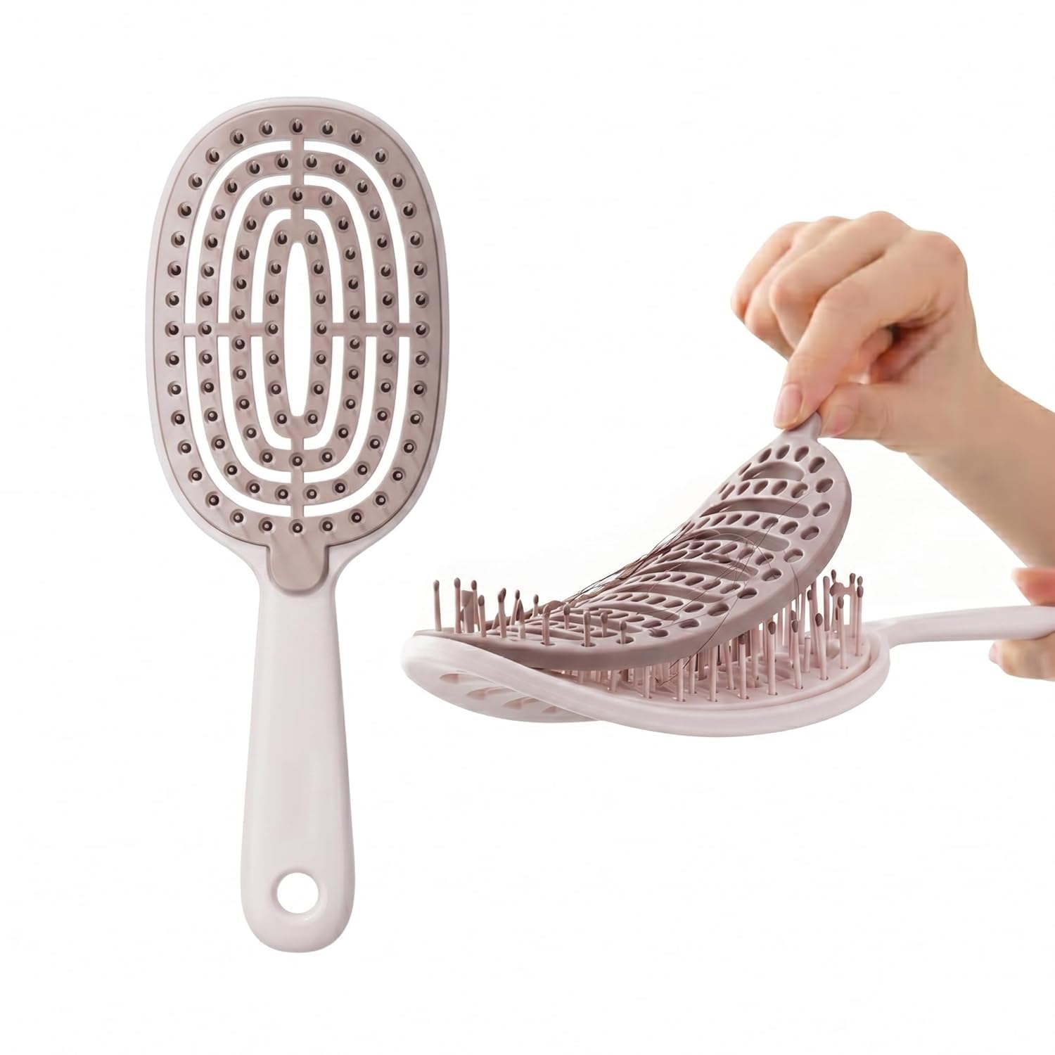 Detangling Hair Brush with Flexible Removable Pad, Pink | Easy Clean Design, Scalp Massaging, Vented Cushion Base, Reduces Breakage, All Hair Types-image-24