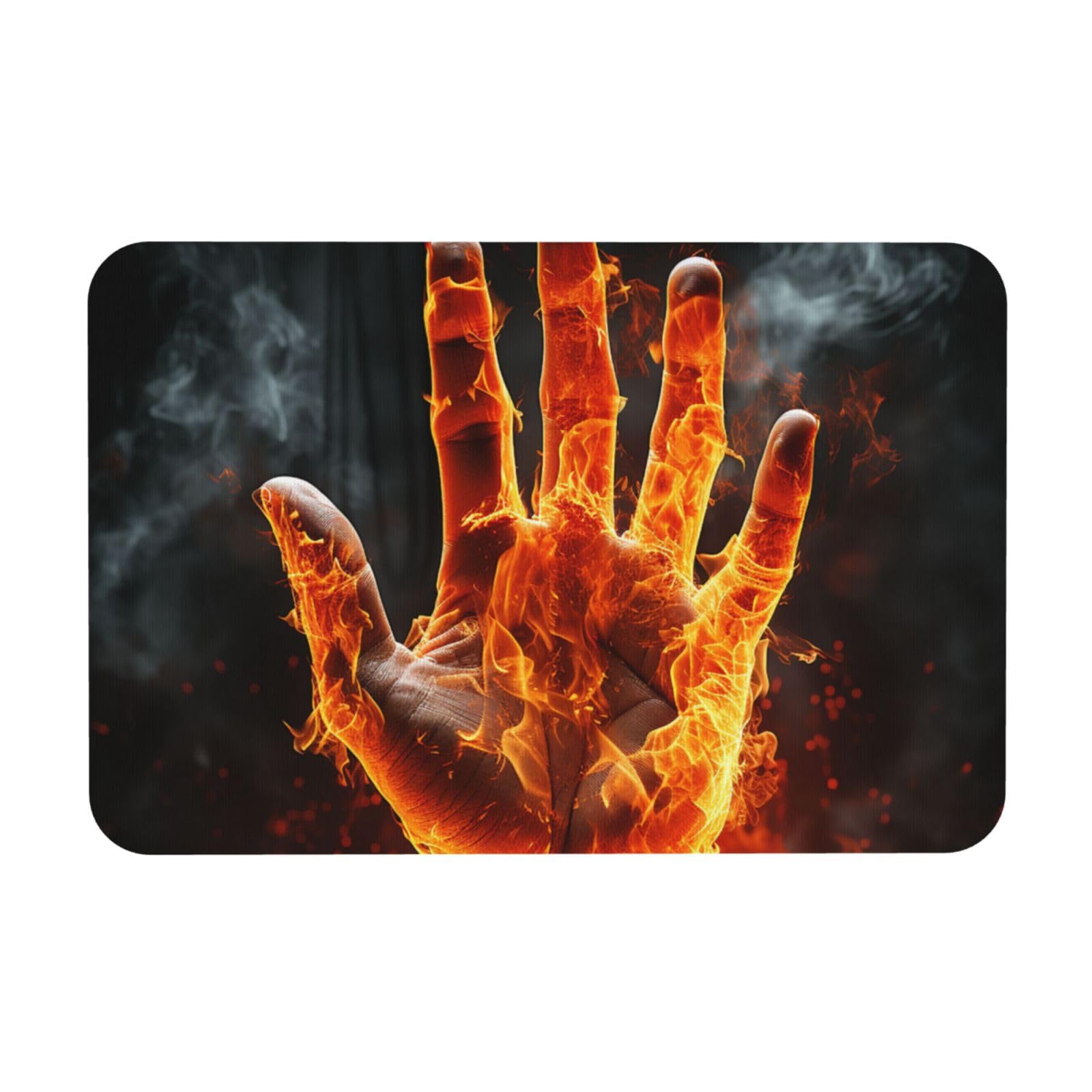 Tapis de bain en pierre pour sortie de douche sécurisée motif Flamme