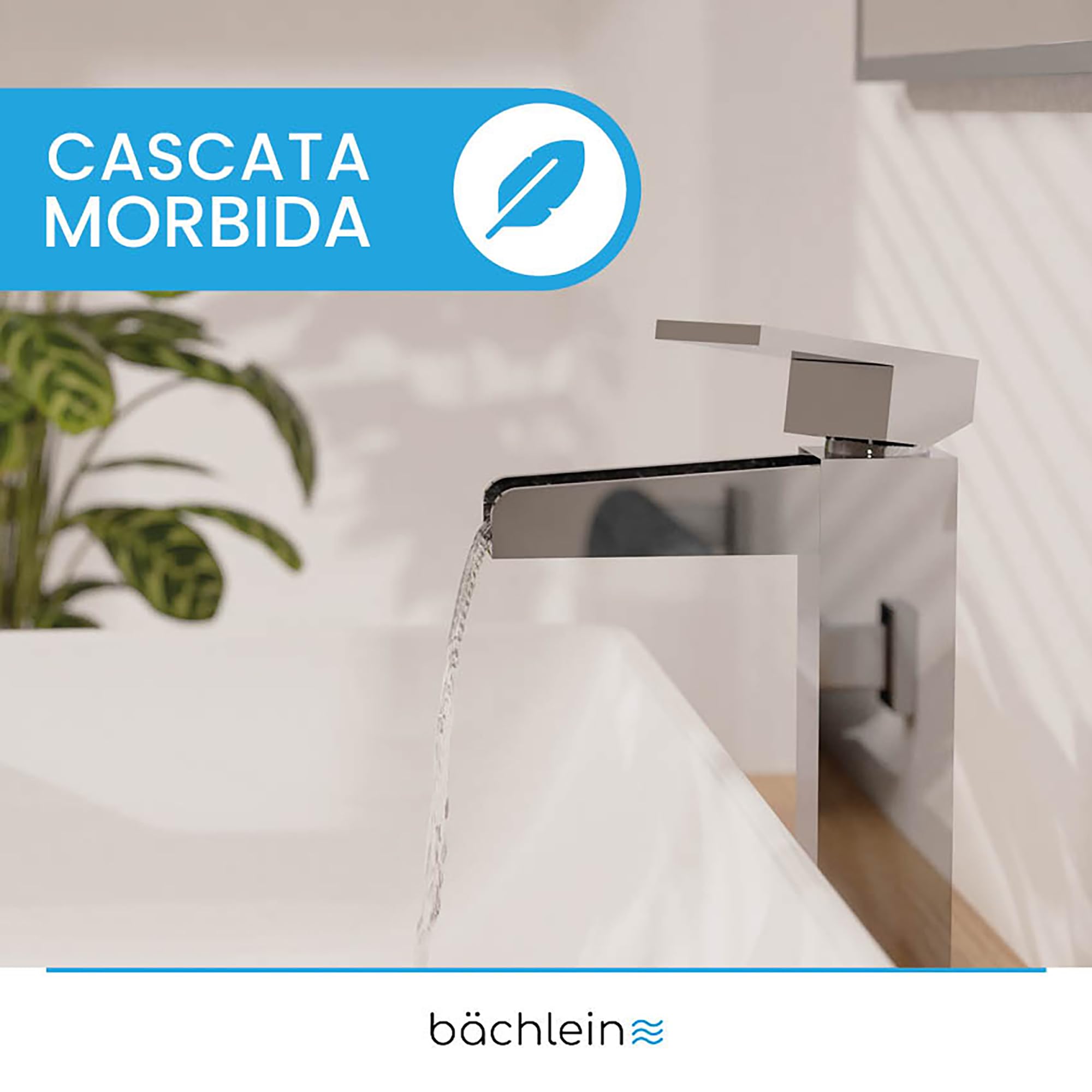 Bächlein Rubinetto alto per bagno con design ruscello, miscelatore monocomando extra alto con kit di montaggio per lavabo, rubinetto da bagno cromato