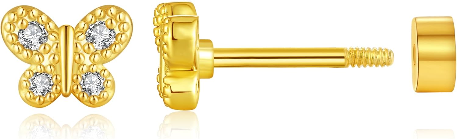 Gold Flat Back Stud Earring 1 Pair - Image 9