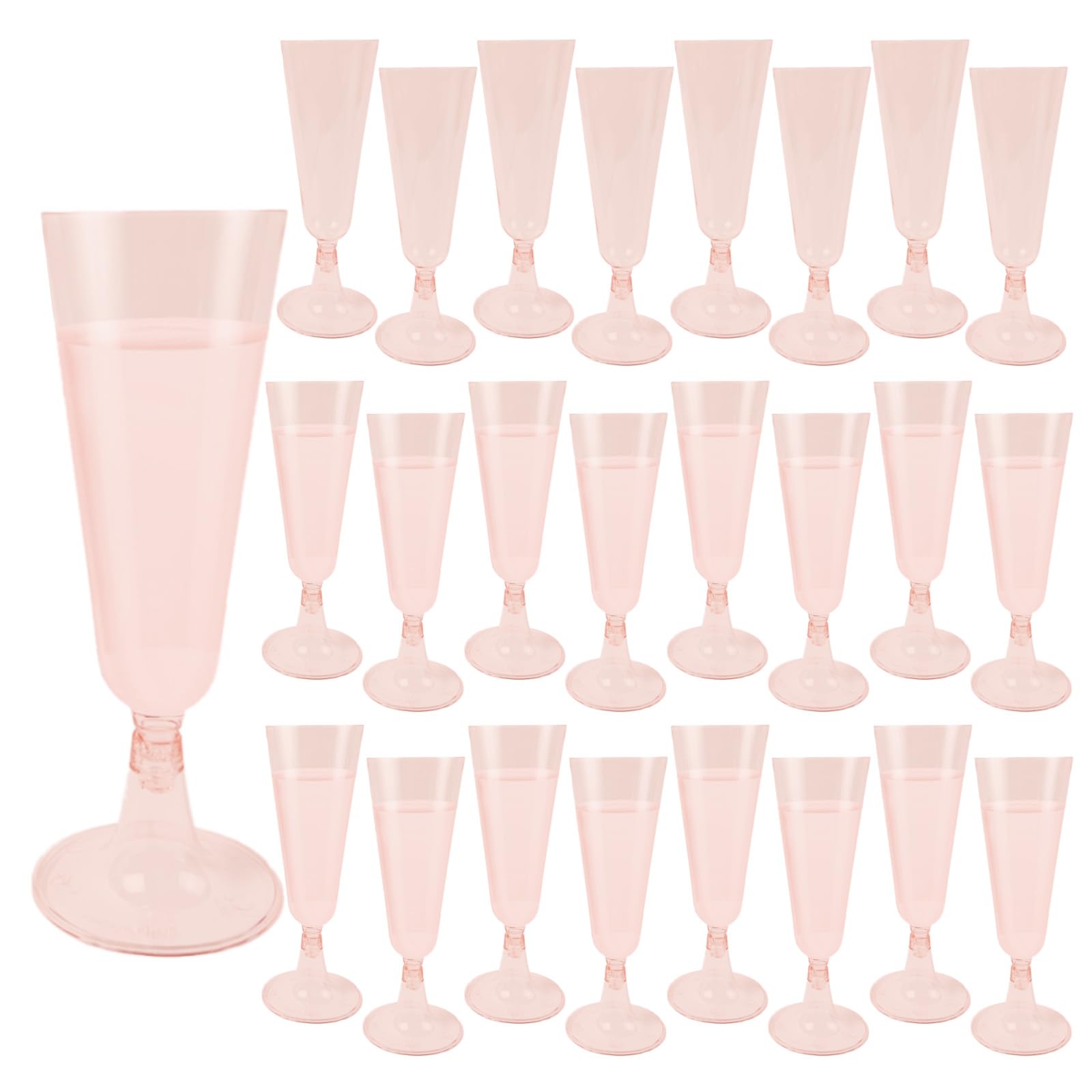 Champagne Flutes Plastic,25 Pack Disposable Champagne Glasses,Clear Stemless Shot Cocktail Martini Wine Glasses,New Years Party Wedding Birthday Decorations Water Juice Drinking Cups