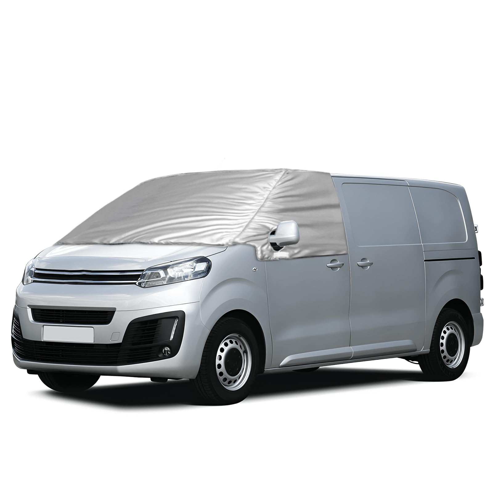 Externe Thermo Scheibenabdeckung für Citroen Jumpy Opel Vivaro 2016-2024, Luxus Silber Windschutzscheibenabdeckung Winter Sommer