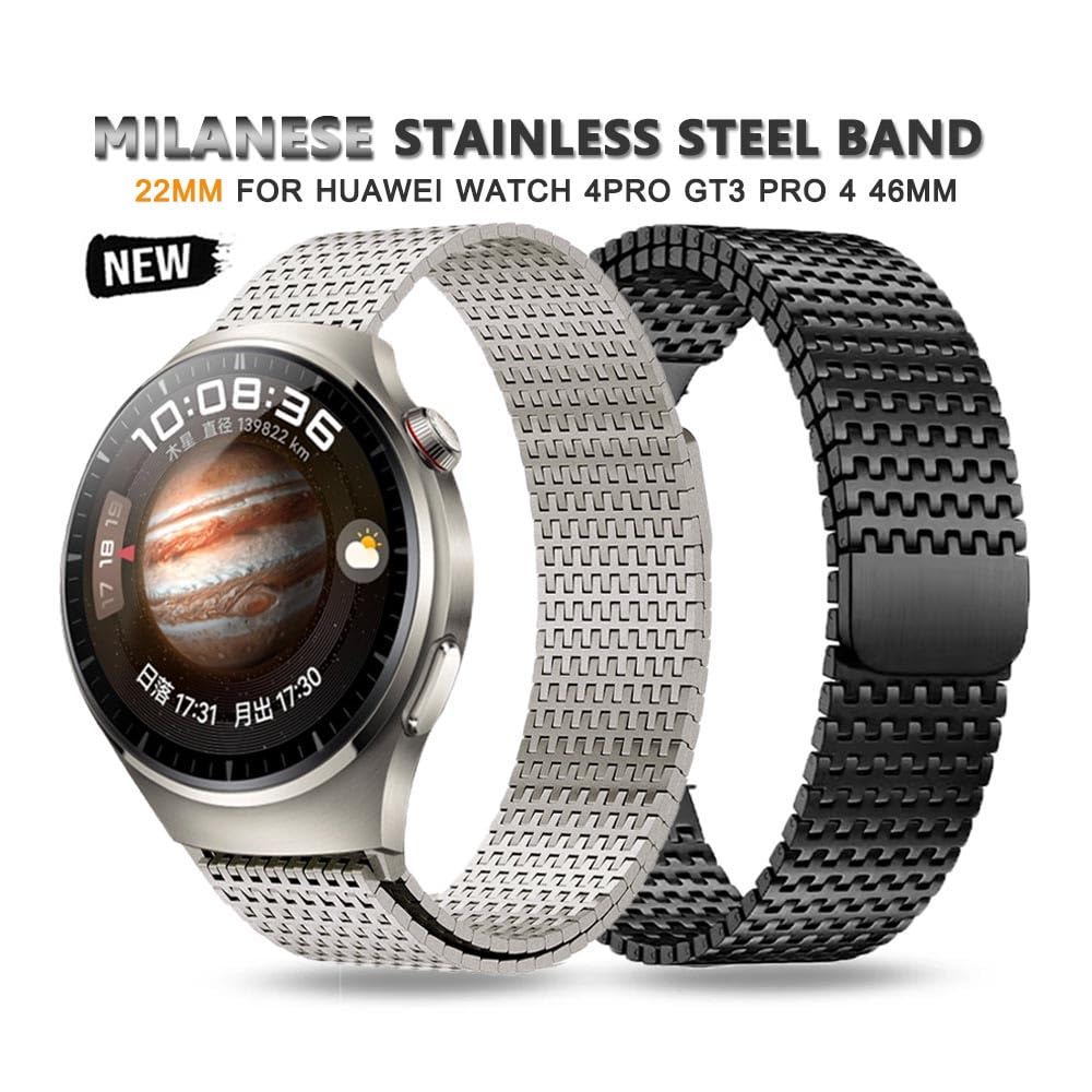 JDIME Cinturino ad anello milanese da 22mm per Huawei Watch 4 Pro GT3 Pro 46mm GT4 46MM cinturino magnetico di lusso per GTR 47mm braccialetto in metallo