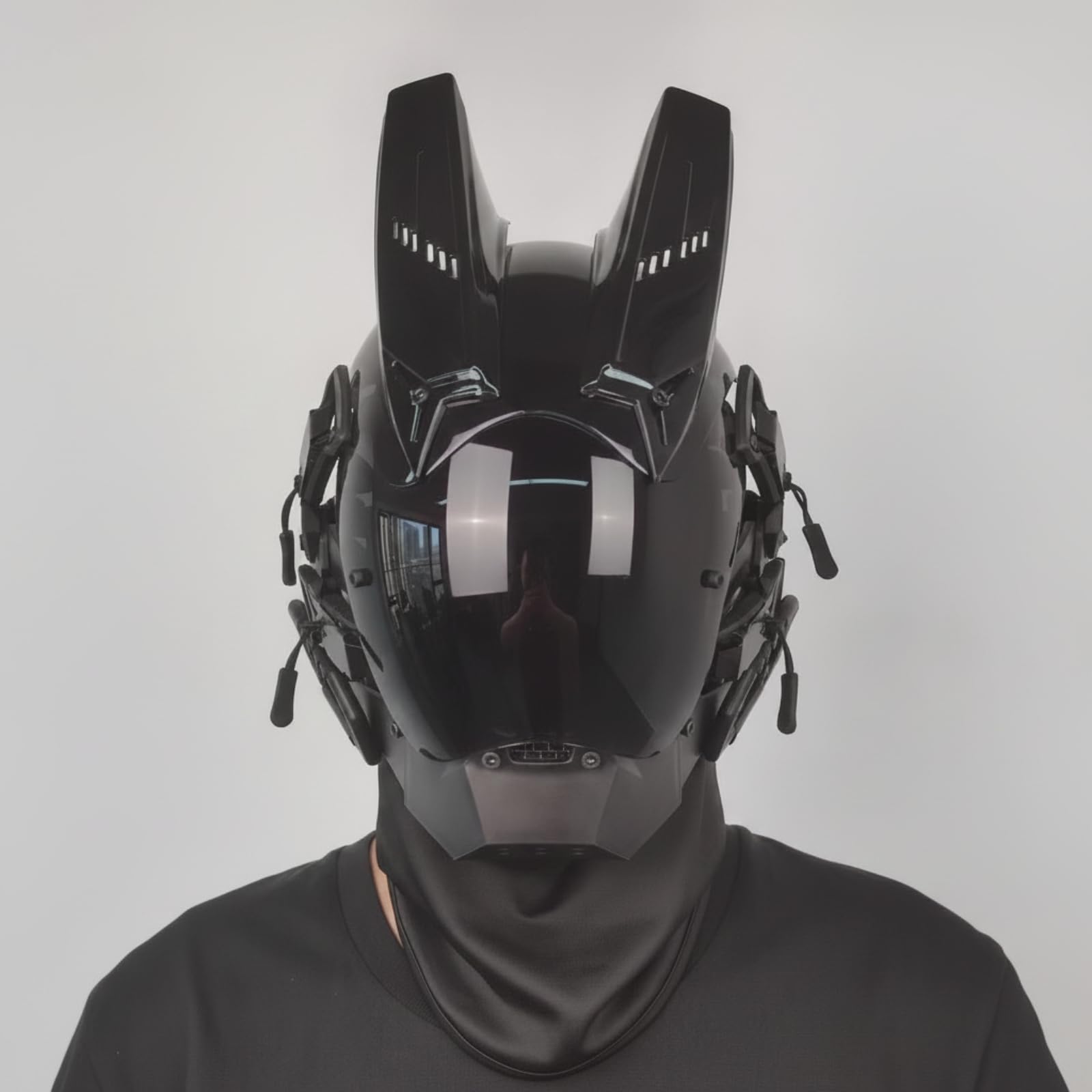 Harilla Maschera con Visiera Riflettente per Travestimento Cosplay Copricapo Meccanico con Cinghie Regolabili per Eventi di Halloween E Convenzioni, Versione Con, Taglia Unica
