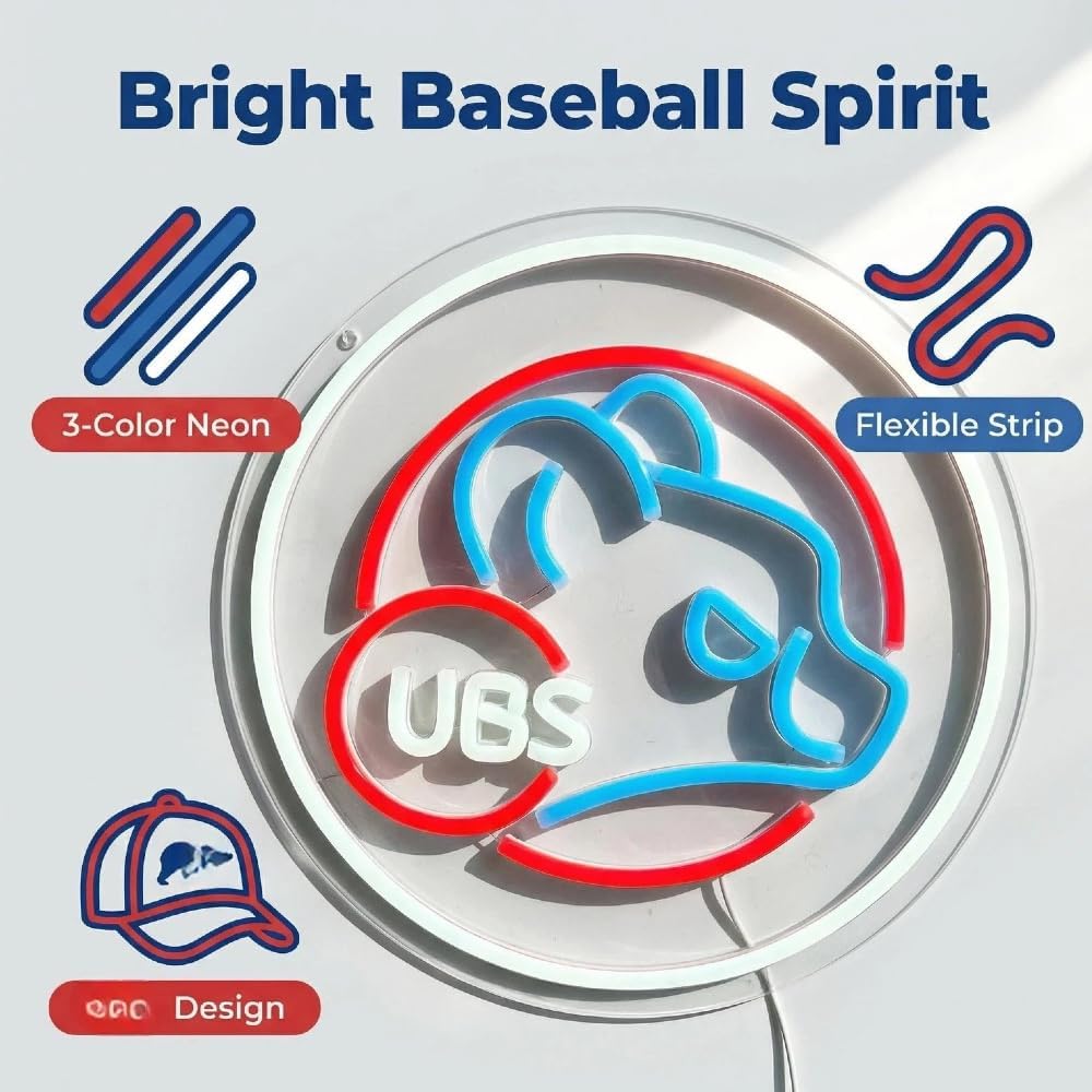 Baseball Neon Sign for Wall Decor Baseball LED Light Up Sign With Light Dimmable Switch, Decor for Man Cave Boys Room Neon Signs for Bar Club Basebal Gifts for Fans Men Teens