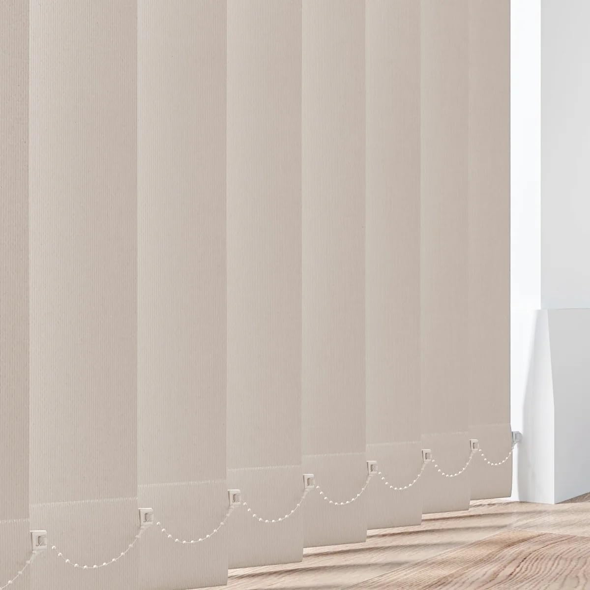 A.w Aqualush Beige Made To Measure Blackout Vertical Blind Slats 89Mm (3.5") Pvc | Waterproof Replacement Louvres | Wipeable Window Replacement Louvres (Up To 250Cm, Hidden Weights, )