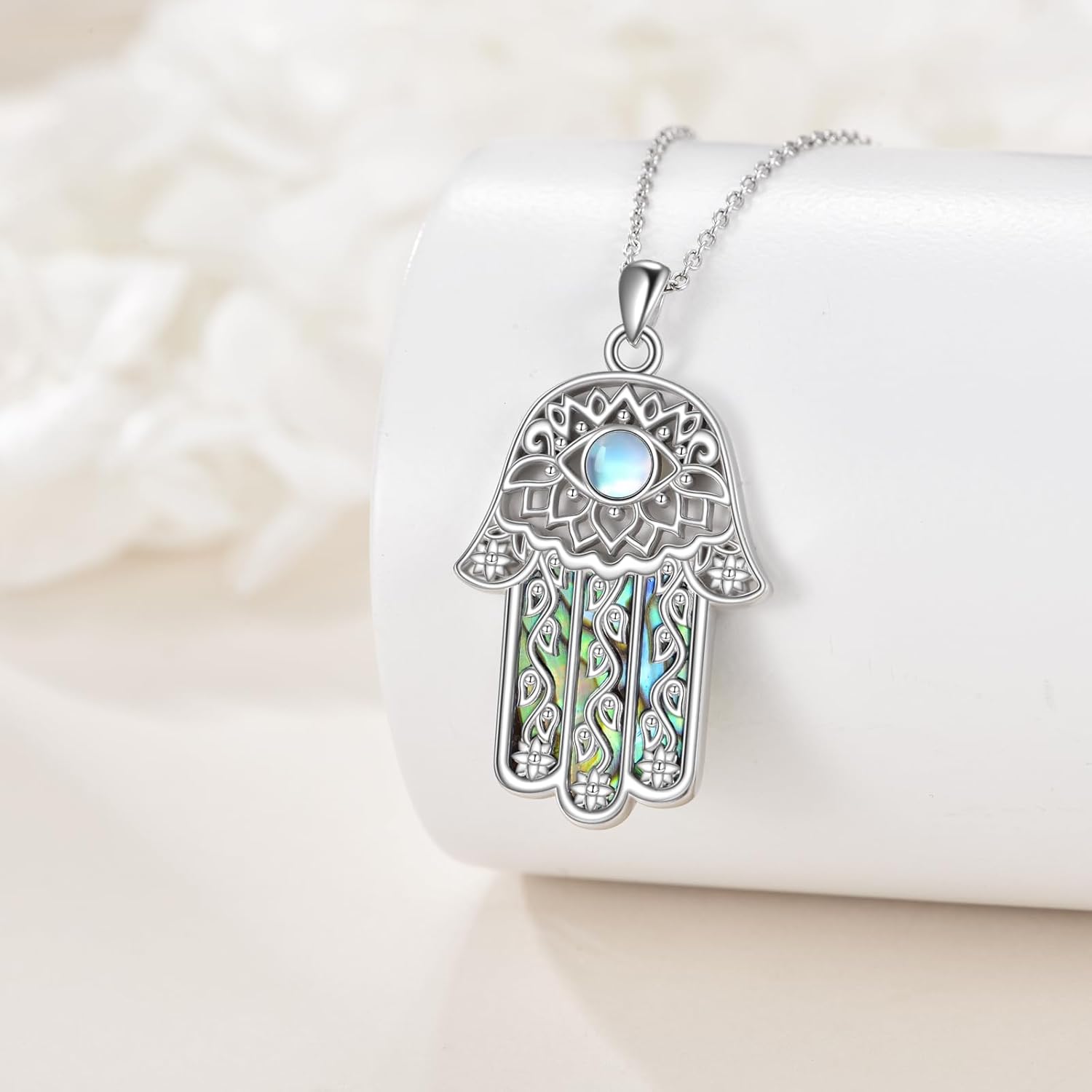 Hamsa Hand Necklace Sterling Silver Tree of Life Pendant Necklace Hand of Fatima Jewelry Gifts for Women - Image 3