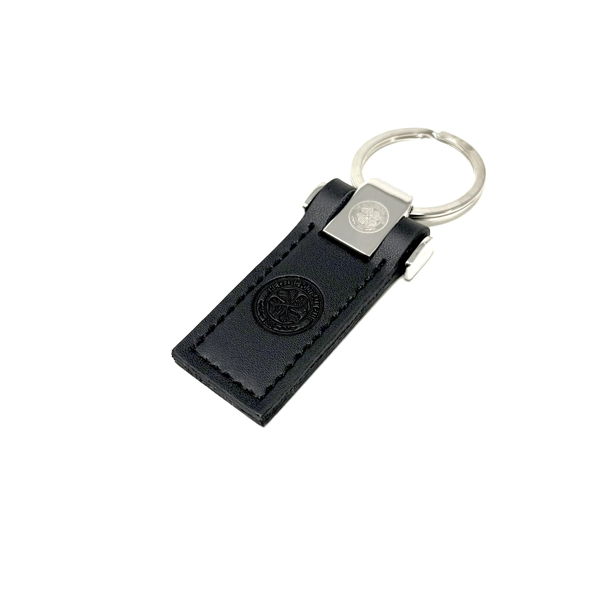 Celtic FC Leather Keyring (One Size) (Black)