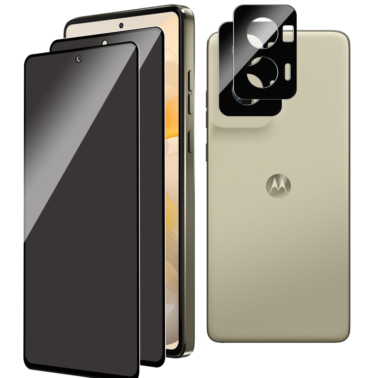 SVMONGWA 2+2 Pack Privacy Screen Protector for Motorola Moto G Stylus 2024 With 2 Pack Camera Lens Protector,Full Coverage Anti-Spy Tempered Glass