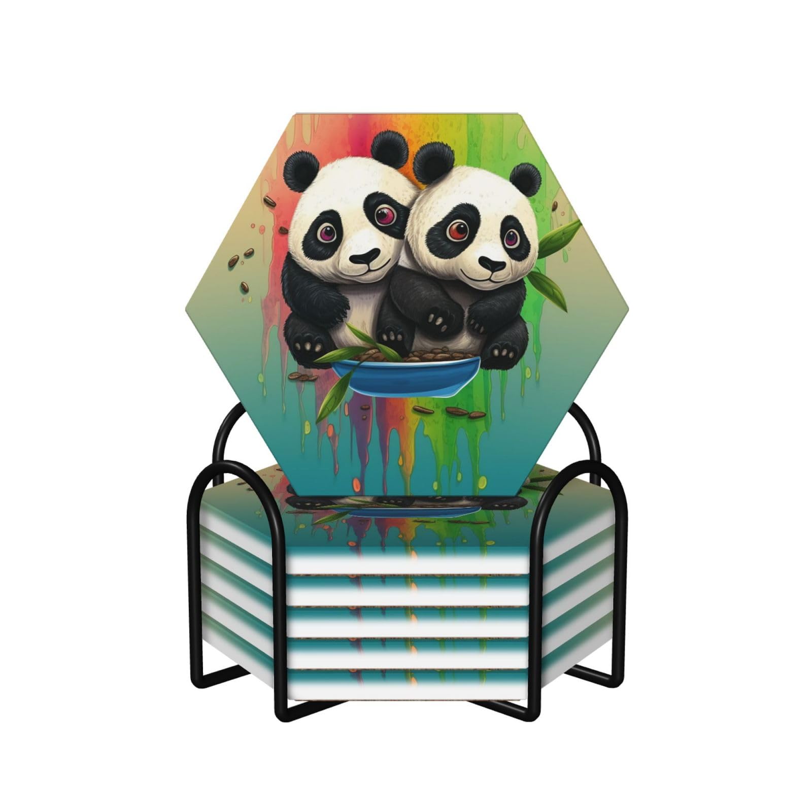 Dessous de verre absorbants panda en céramique thermorésistante