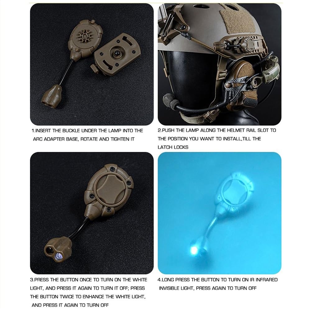 Luce for Casco tattico - Accessori for Casco Militare Supporto for Sistema Molle for elmetto Mich Fast Rail Picatinny - Luce di Segnalazione di Sopravvivenza for la Caccia all'aperto(Tan)
