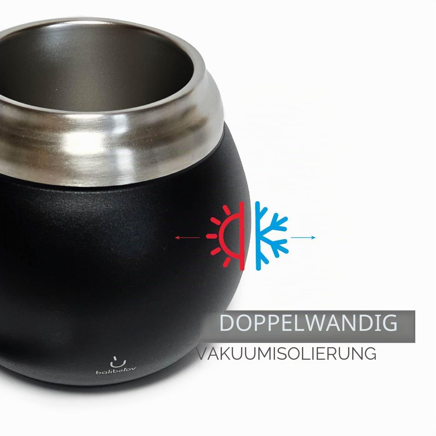 Yerba Mate Set - Modernes Yerba Mate Gourd Kit - Edelstahl mit Calabash Form und Bombilla - Einfach zu reinigen (Schwarz)