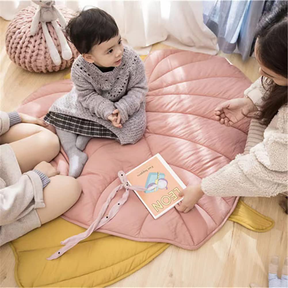 Surakey Tapis Epais Bebe Matelas de Sol Tapis Feuille Vert Tapis D'éveil pour Bébé Tapis Lavable en Coton Multifonction Tapis Enfants pour Ramper Et Jouer, Cadeau pour La Naissance Baby Shower